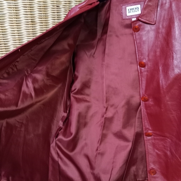 CHIC'S  Design Jacket Red Leather  Blazer Button Down  Size 12/44 chest - Picture 3 of 12